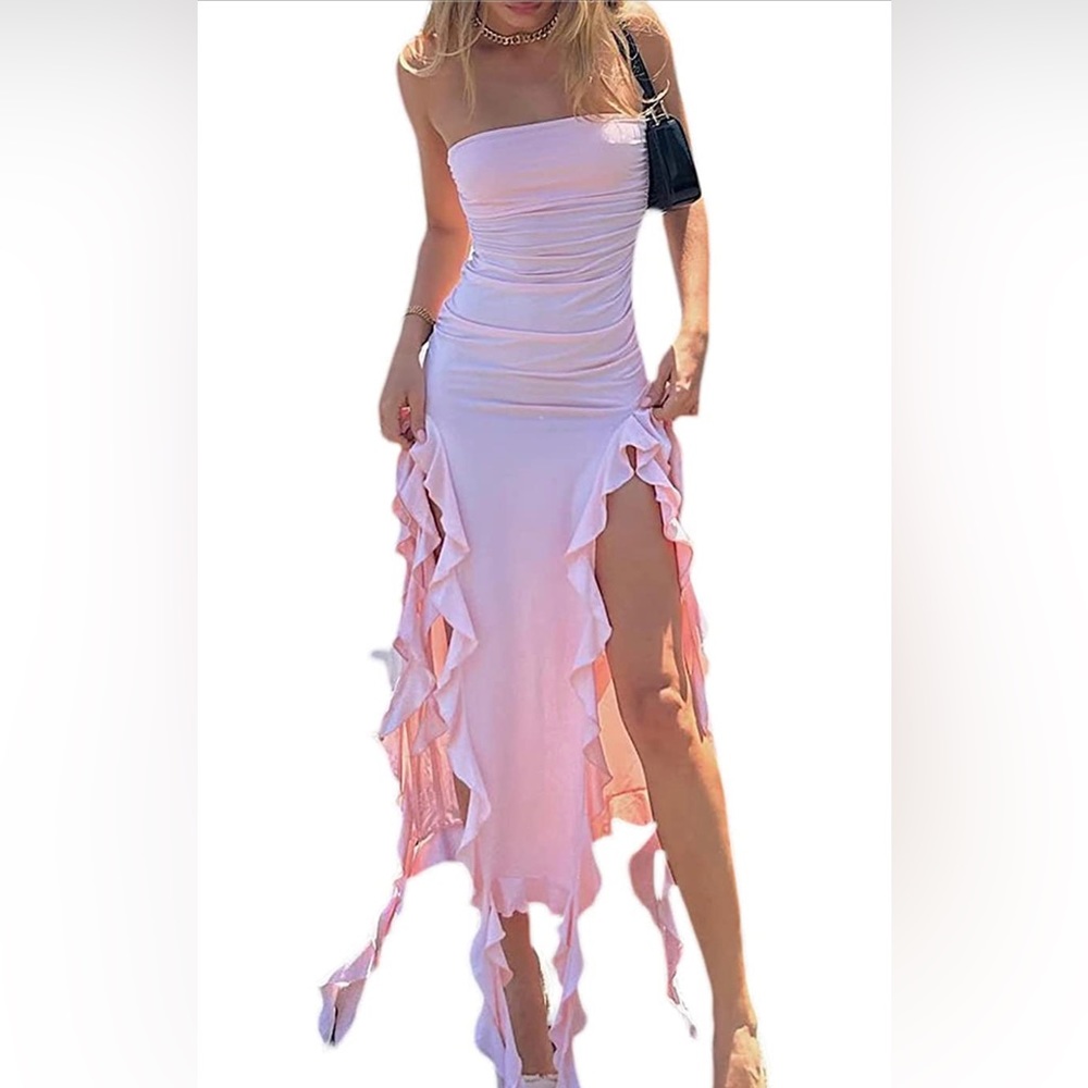 Never worn pink ruffle dress